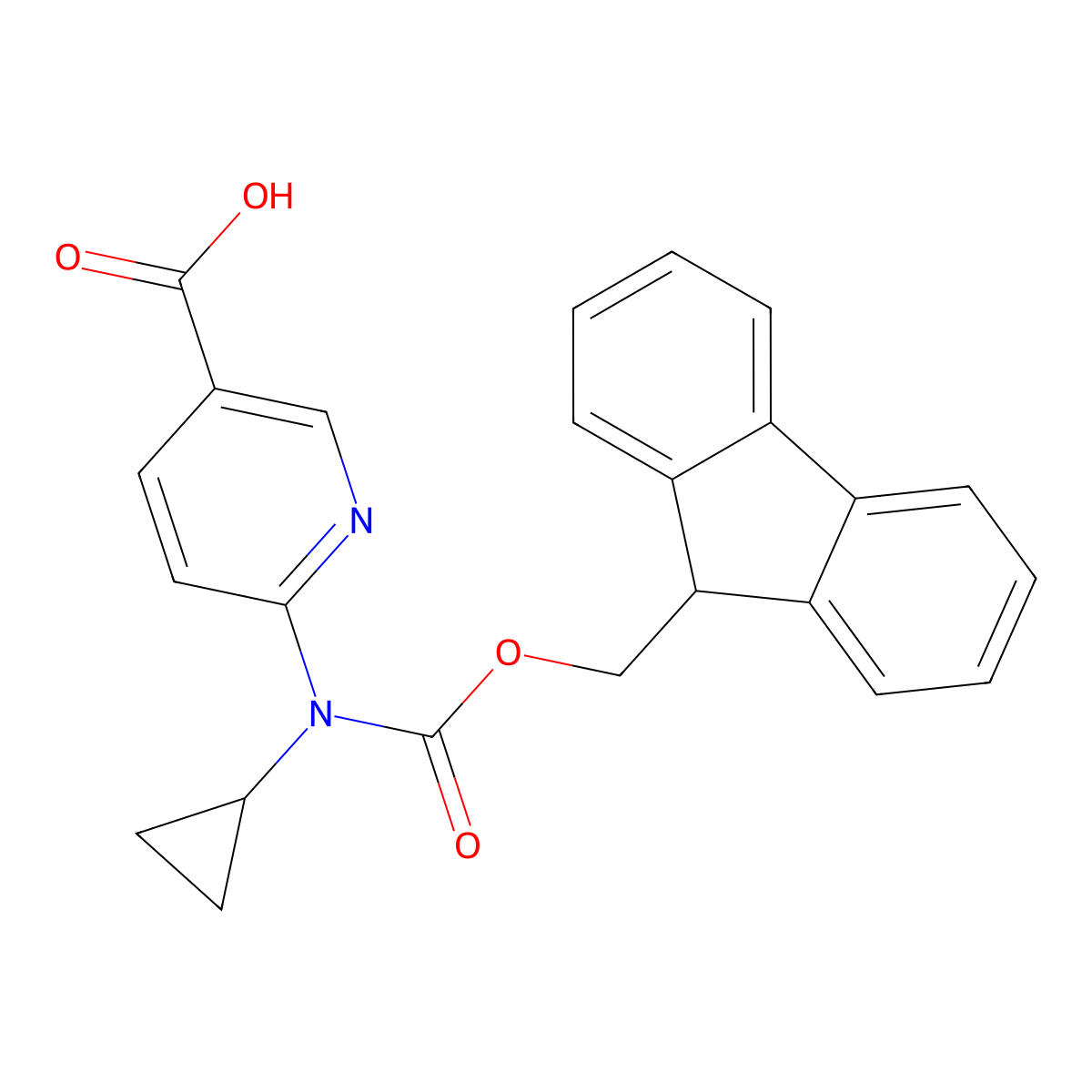6-[cyclopropyl({[(9H-fluoren-9-yl)methoxy]carbonyl})amino]pyridine-3-carboxylic acid molecular structure, CAS 2243510-16-7