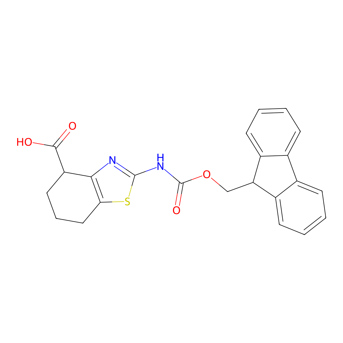 2-({[(9H-fluoren-9-yl)methoxy]carbonyl}amino)-4,5,6,7-tetrahydro-1,3-benzothiazole-4-carboxylic acid molecular structure, CAS 2243510-21-4