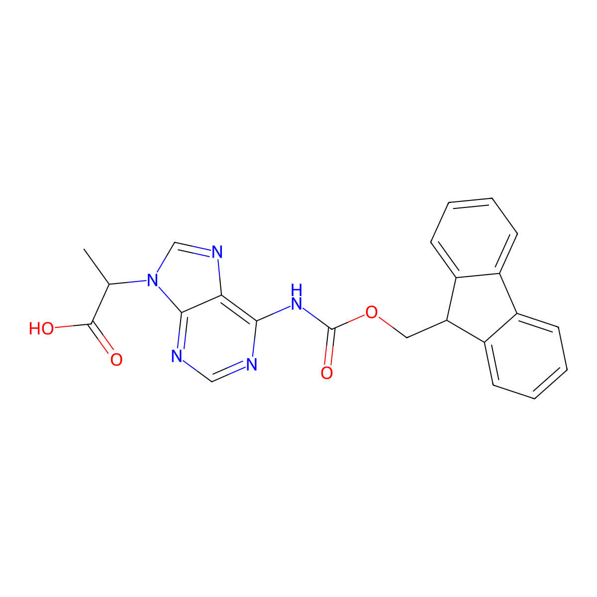 2-[6-({[(9H-fluoren-9-yl)methoxy]carbonyl}amino)-9H-purin-9-yl]propanoic acid molecular structure, CAS 2243510-25-8