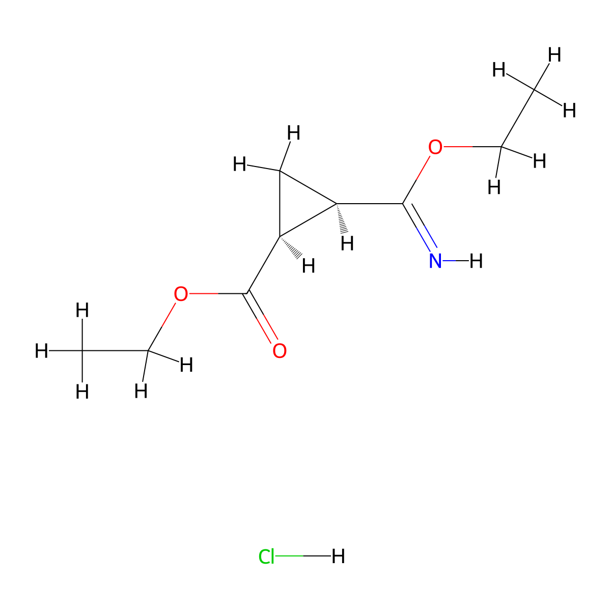 rac-ethyl (1R,2S)-2-(ethoxymethanimidoyl)cyclopropane-1-carboxylate hydrochloride molecular structure, CAS 2243510-33-8
