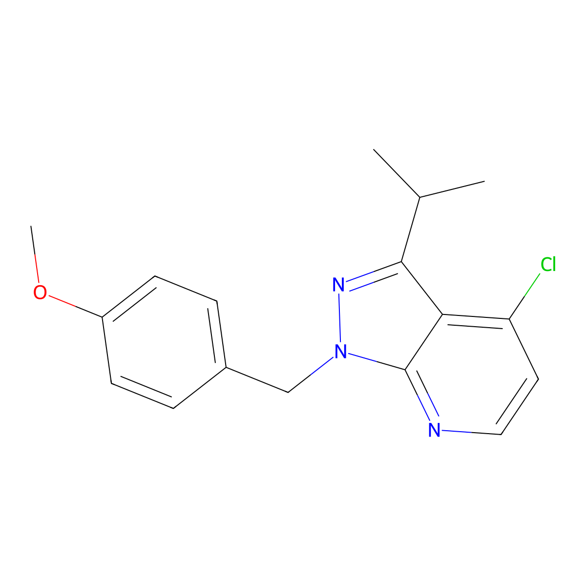 4-chloro-1-[(4-methoxyphenyl)methyl]-3-(propan-2-yl)-1H-pyrazolo[3,4-b]pyridine molecular structure, CAS 2243510-37-2