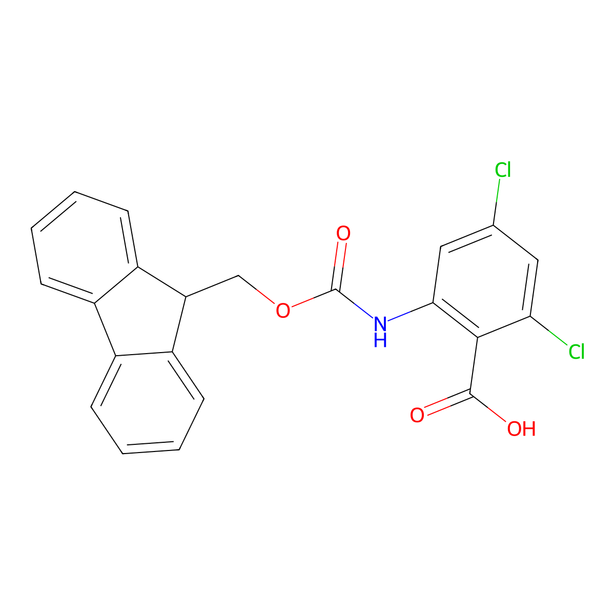 2,4-dichloro-6-({[(9H-fluoren-9-yl)methoxy]carbonyl}amino)benzoic acid molecular structure, CAS 2243510-39-4