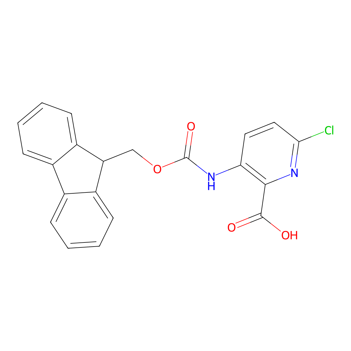 6-chloro-3-({[(9H-fluoren-9-yl)methoxy]carbonyl}amino)pyridine-2-carboxylic acid molecular structure, CAS 2243510-42-9