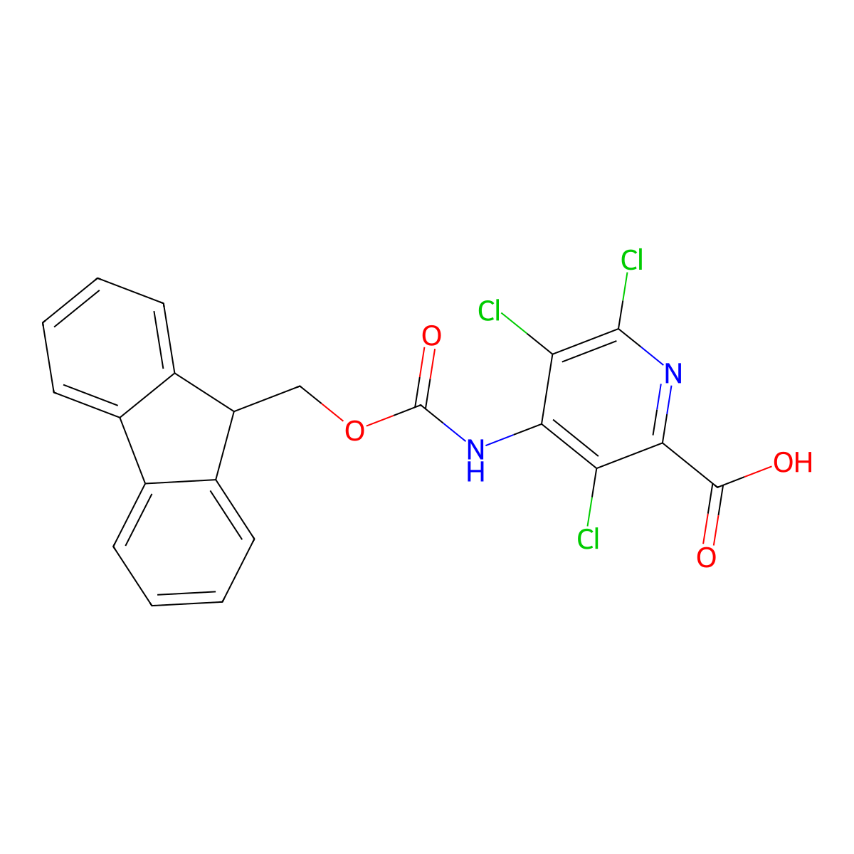 3,5,6-trichloro-4-({[(9H-fluoren-9-yl)methoxy]carbonyl}amino)pyridine-2-carboxylic acid molecular structure, CAS 2243510-44-1