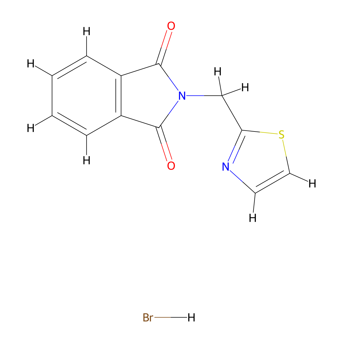 2-[(1,3-thiazol-2-yl)methyl]-2,3-dihydro-1H-isoindole-1,3-dione hydrobromide molecular structure, CAS 2243510-49-6