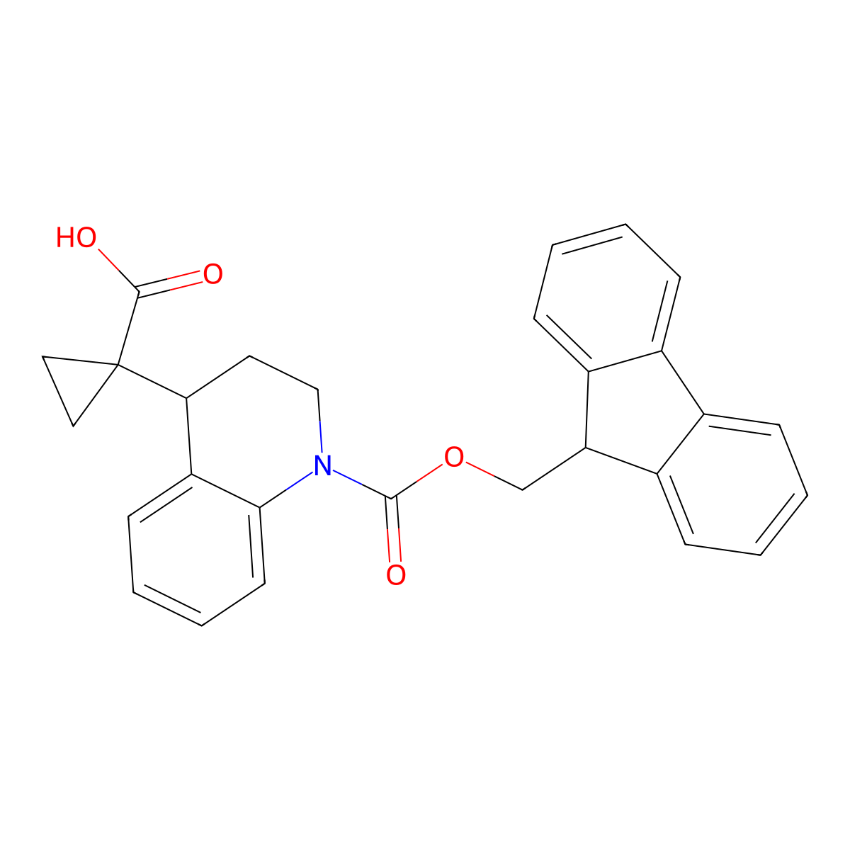 1-(1-{[(9H-fluoren-9-yl)methoxy]carbonyl}-1,2,3,4-tetrahydroquinolin-4-yl)cyclopropane-1-carboxylic acid molecular structure, CAS 2243510-51-0