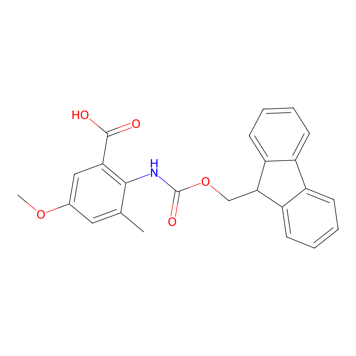 2-({[(9H-fluoren-9-yl)methoxy]carbonyl}amino)-5-methoxy-3-methylbenzoic acid molecular structure, CAS 2243510-52-1