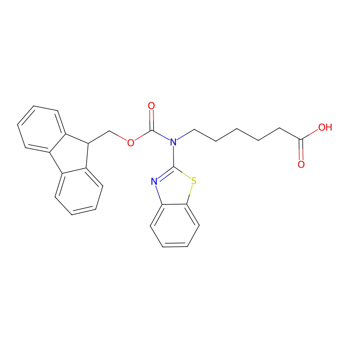 6-[(1,3-benzothiazol-2-yl)({[(9H-fluoren-9-yl)methoxy]carbonyl})amino]hexanoic acid molecular structure, CAS 2243510-60-1