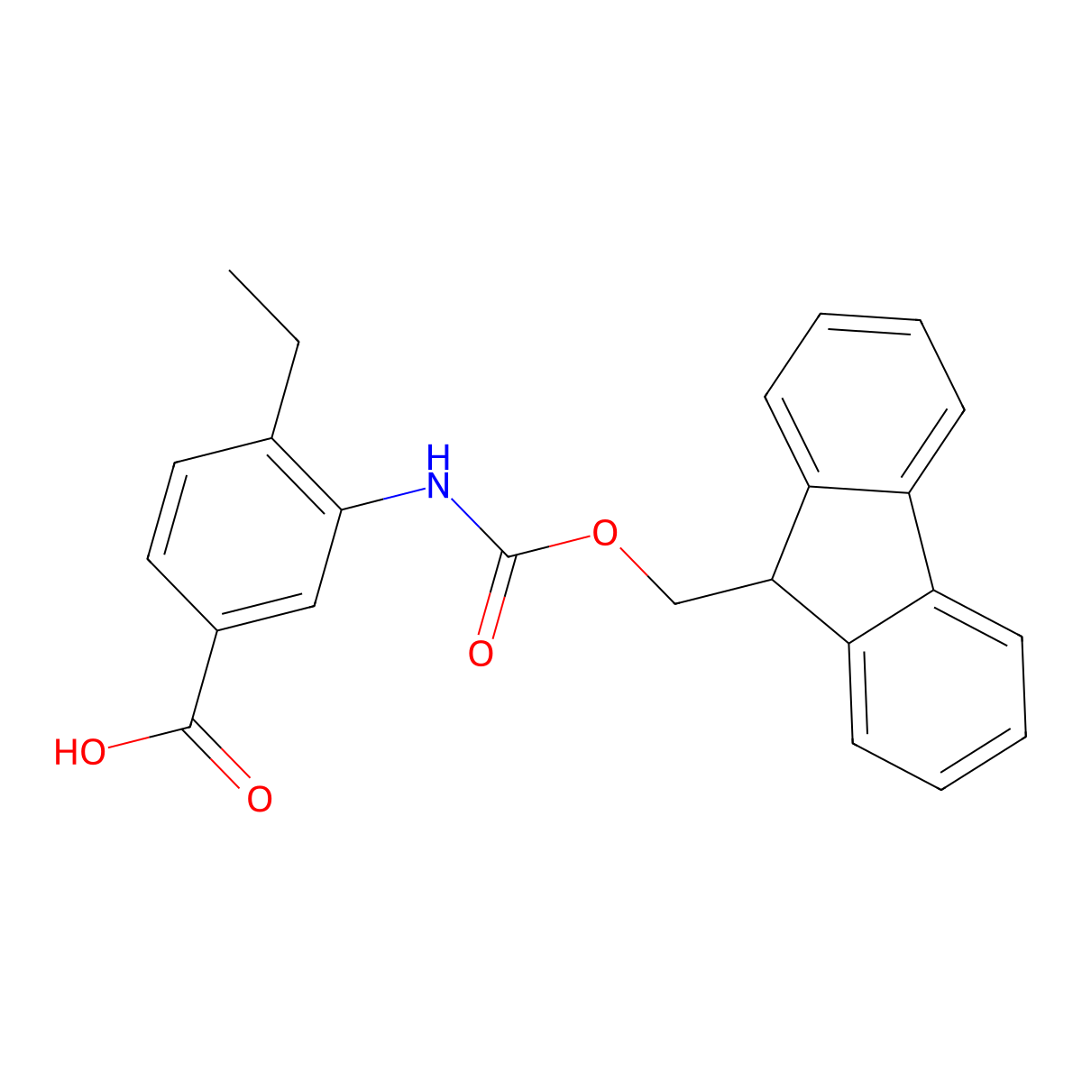 3-((((9H-Fluoren-9-yl)methoxy)carbonyl)amino)-4-ethylbenzoic acid molecular structure, CAS 2243510-61-2
