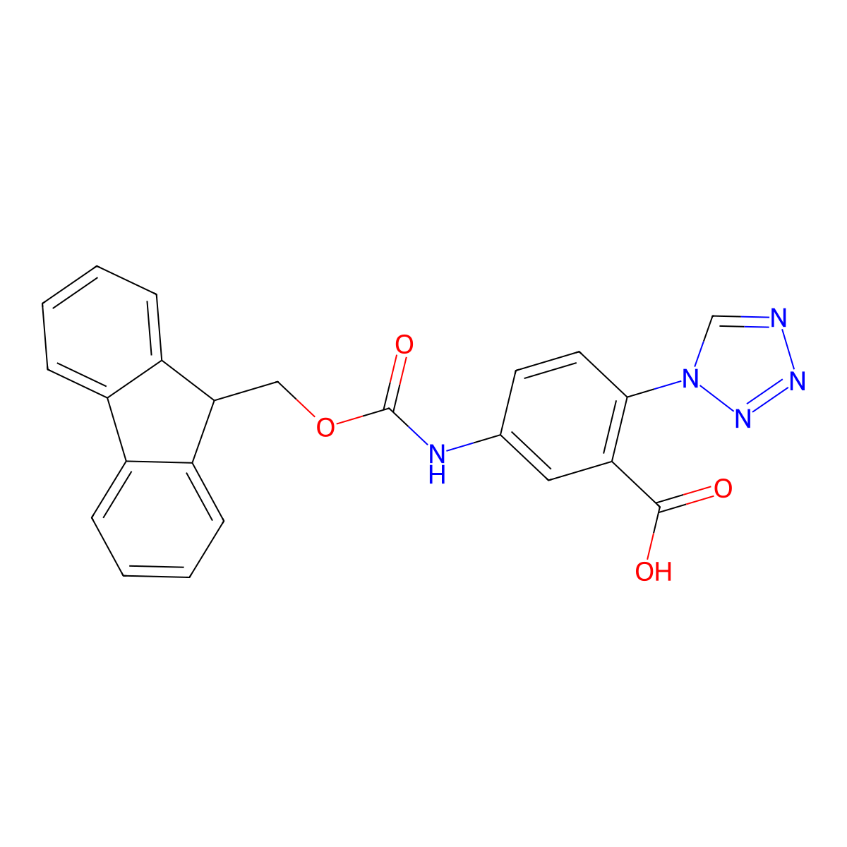 5-({[(9H-fluoren-9-yl)methoxy]carbonyl}amino)-2-(1H-1,2,3,4-tetrazol-1-yl)benzoic acid molecular structure, CAS 2243510-62-3