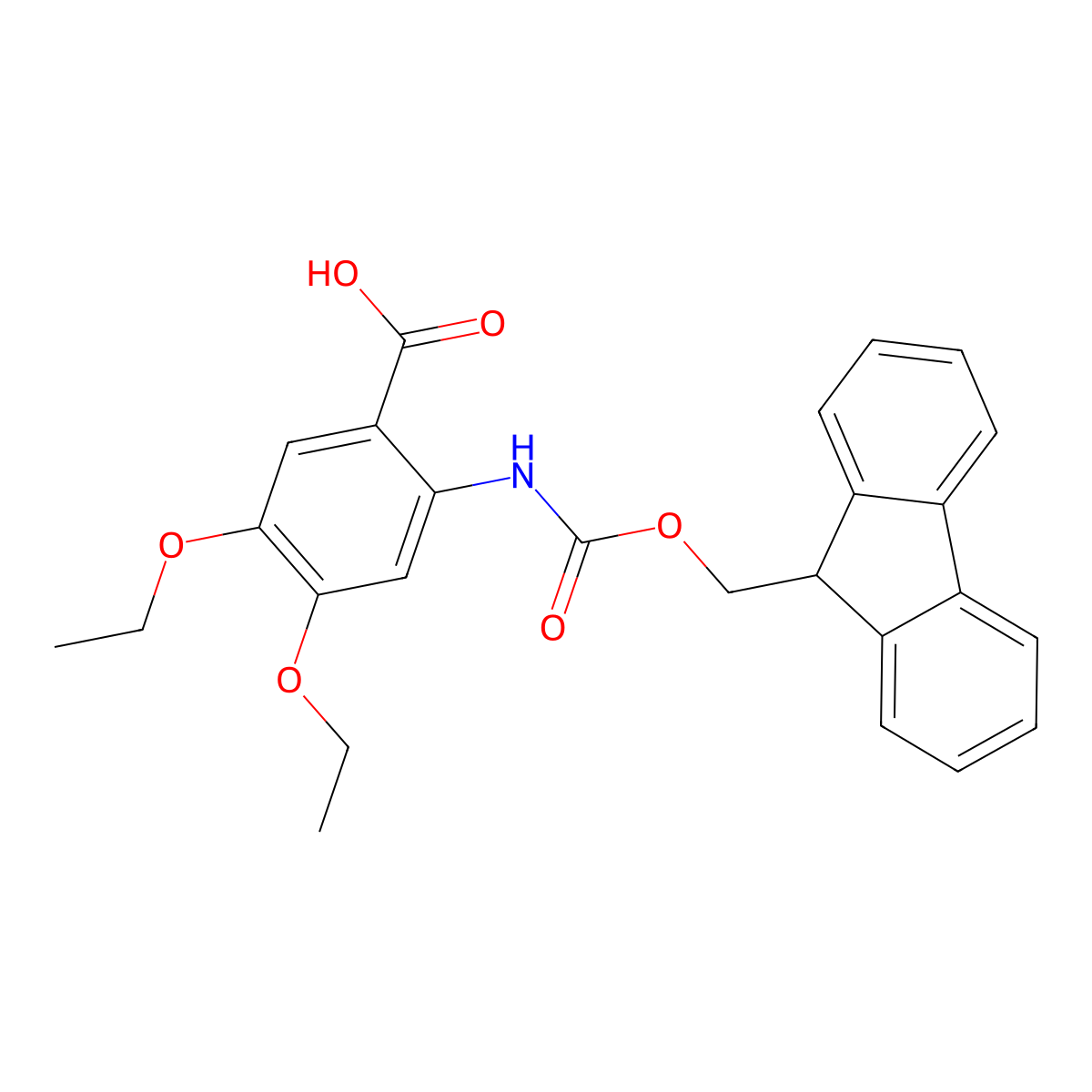 4,5-diethoxy-2-({[(9H-fluoren-9-yl)methoxy]carbonyl}amino)benzoic acid molecular structure, CAS 2243510-64-5