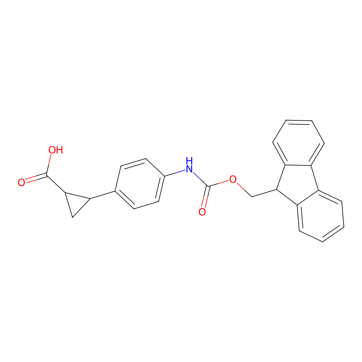 rac-(1R,2R)-2-[4-({[(9H-fluoren-9-yl)methoxy]carbonyl}amino)phenyl]cyclopropane-1-carboxylic acid molecular structure, CAS 2243510-65-6