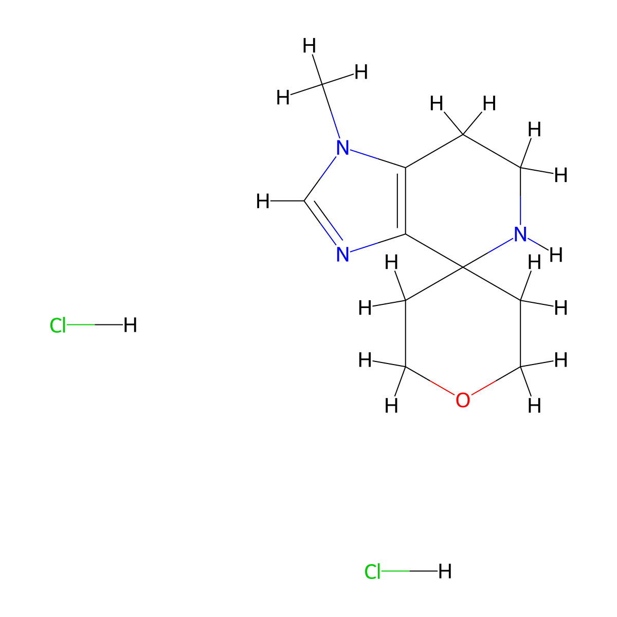 1-Methyl-1,5,6,7-tetrahydrospiro[imidazo[4,5-c]pyridine-4,4'-oxane] dihydrochloride molecular structure, CAS 2243511-82-0