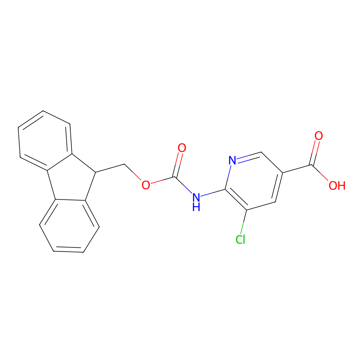 5-chloro-6-({[(9H-fluoren-9-yl)methoxy]carbonyl}amino)pyridine-3-carboxylic acid molecular structure, CAS 2243511-92-2