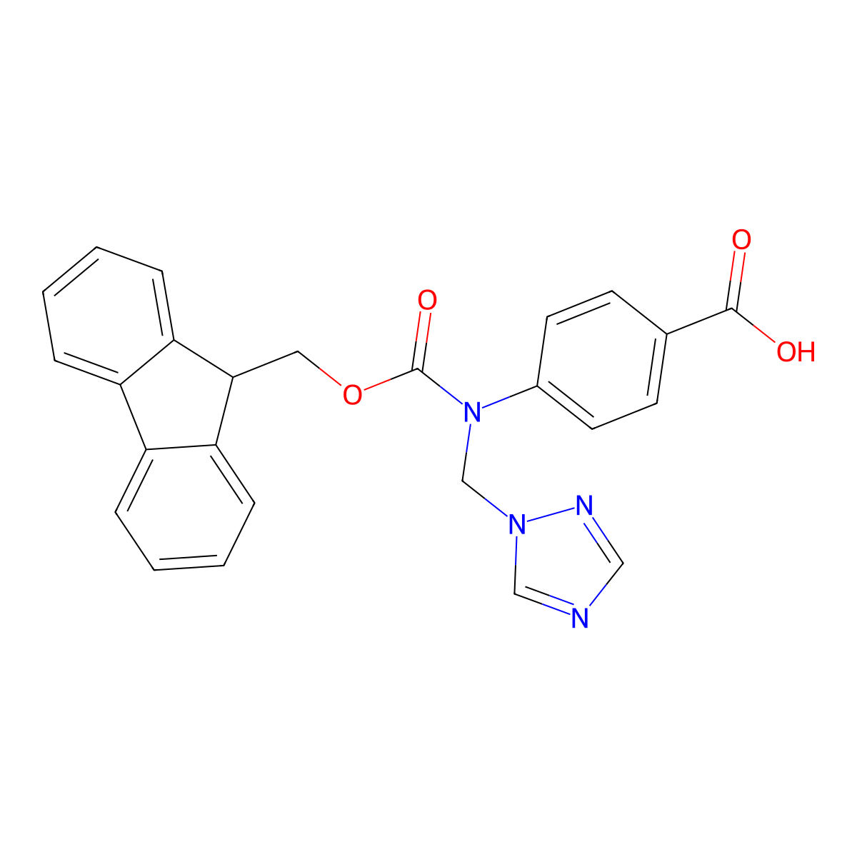 4-({[(9H-fluoren-9-yl)methoxy]carbonyl}[(1H-1,2,4-triazol-1-yl)methyl]amino)benzoic acid molecular structure, CAS 2243511-94-4