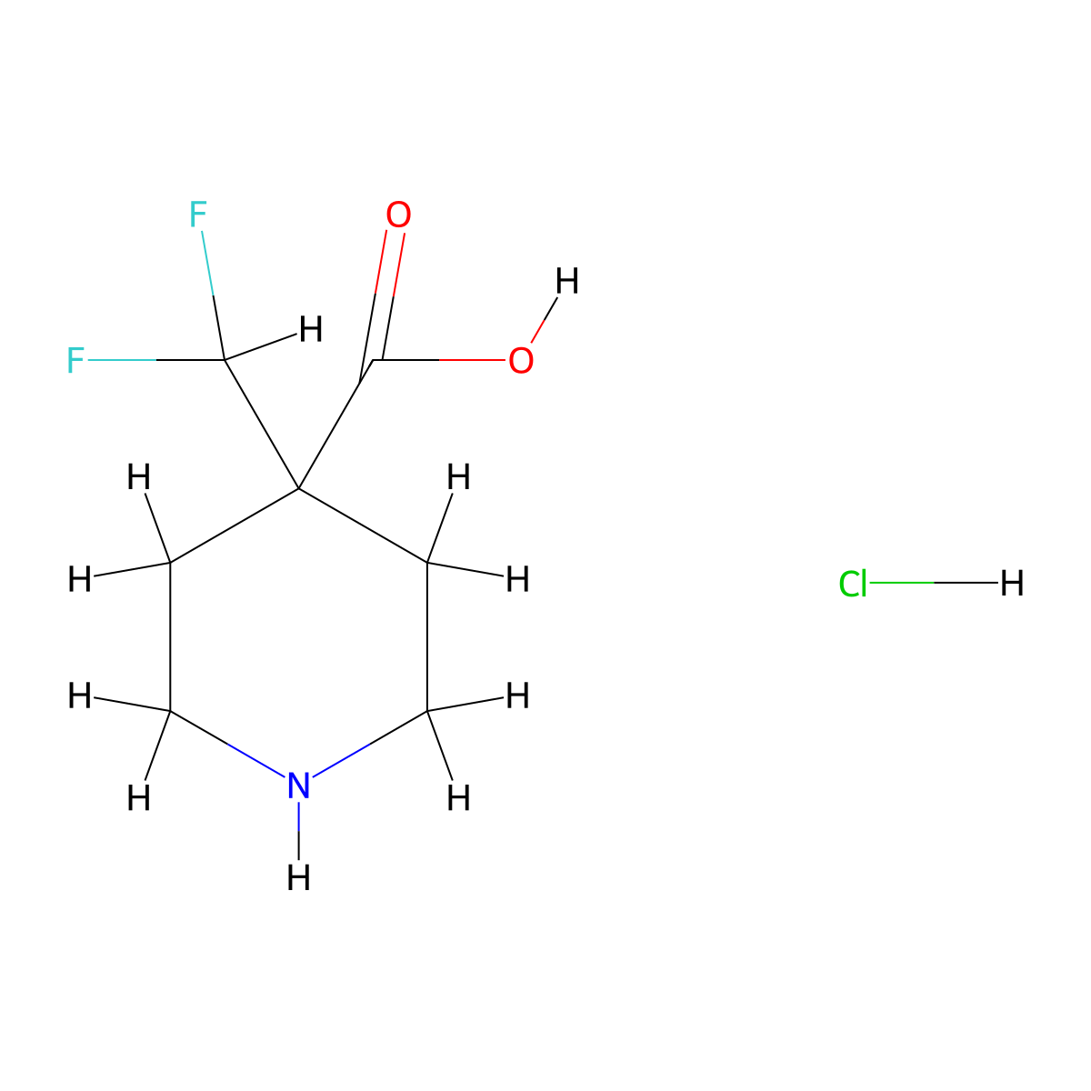 4-(Difluoromethyl)piperidine-4-carboxylic acid hydrochloride molecular structure, CAS 2243511-95-5