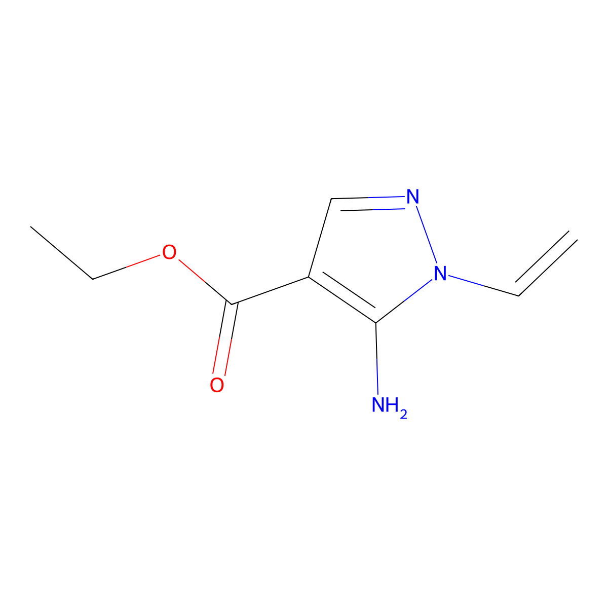 ethyl 5-amino-1-ethenyl-1H-pyrazole-4-carboxylate molecular structure, CAS 2243511-98-8