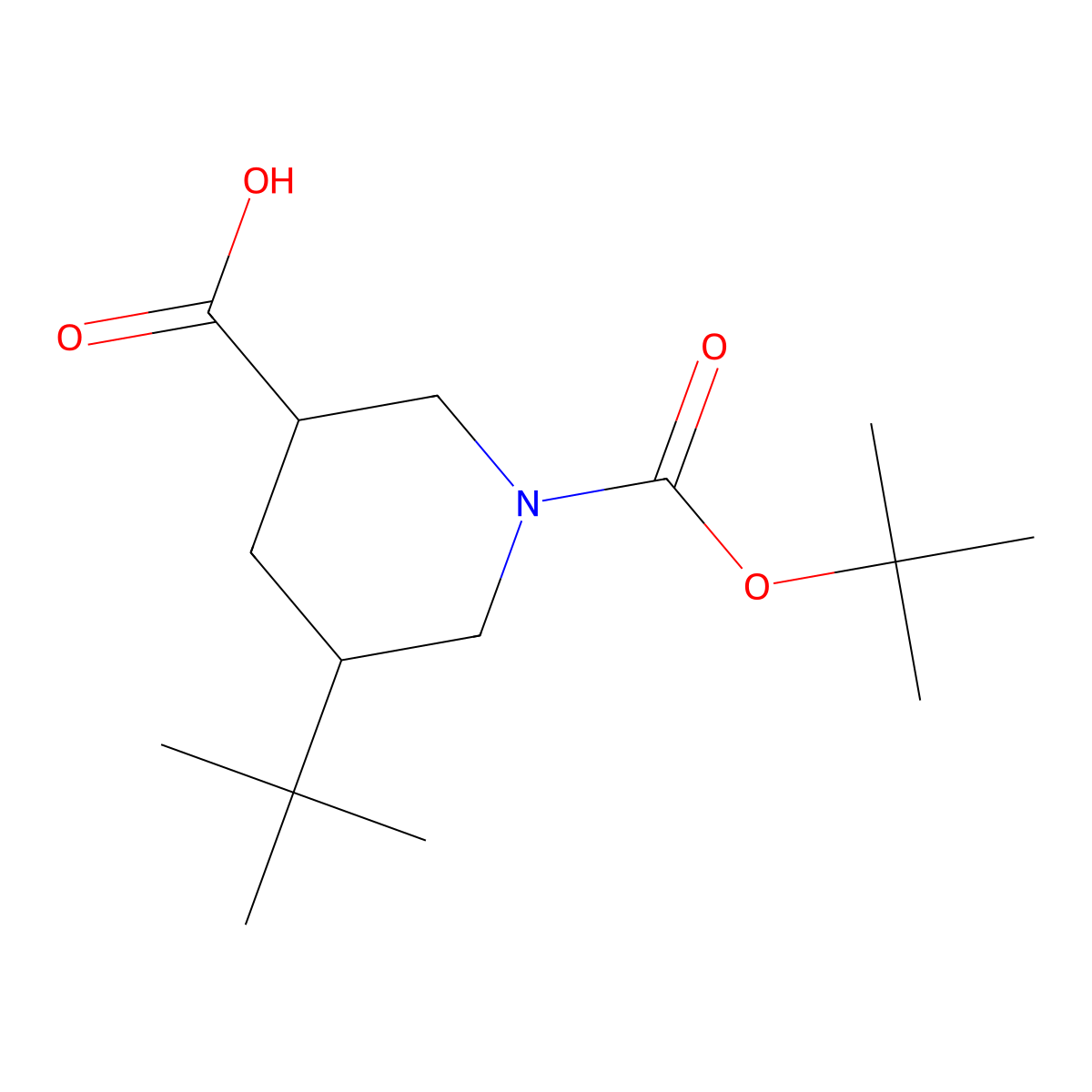 rac-(3R,5R)-1-[(tert-butoxy)carbonyl]-5-tert-butylpiperidine-3-carboxylic acid molecular structure, CAS 2243512-01-6