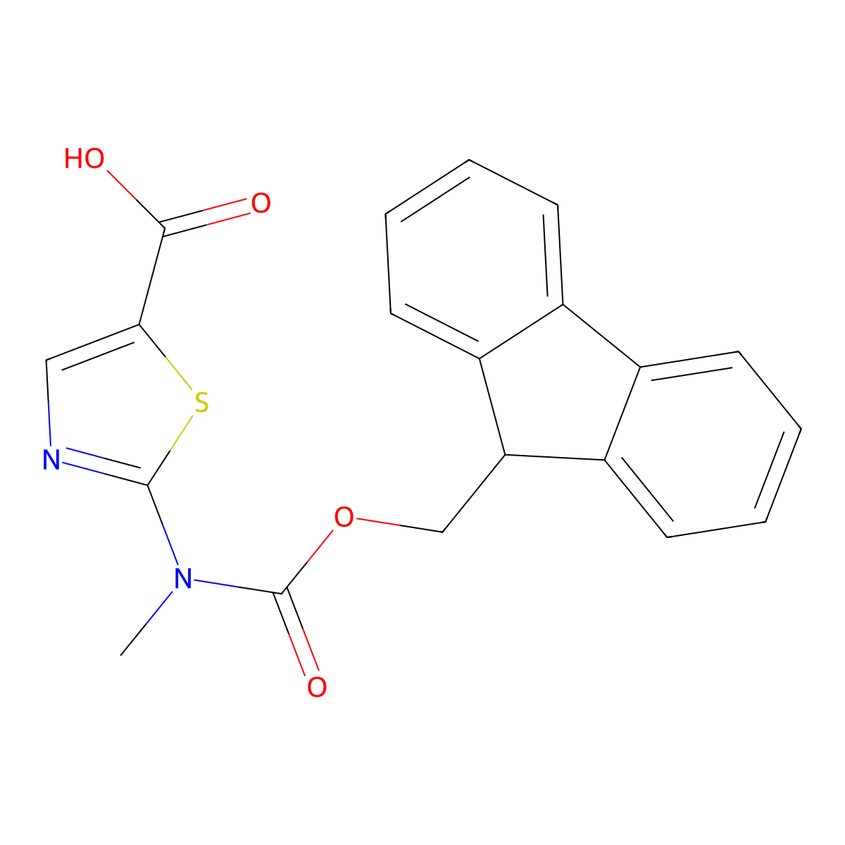 2-({[(9H-fluoren-9-yl)methoxy]carbonyl}(methyl)amino)-1,3-thiazole-5-carboxylic acid molecular structure, CAS 2243512-06-1