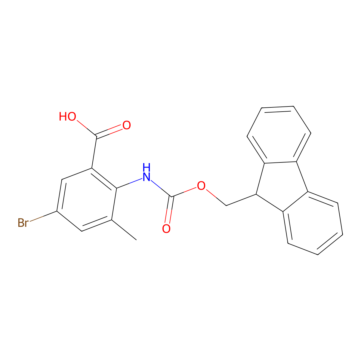 5-bromo-2-({[(9H-fluoren-9-yl)methoxy]carbonyl}amino)-3-methylbenzoic acid molecular structure, CAS 2243512-07-2