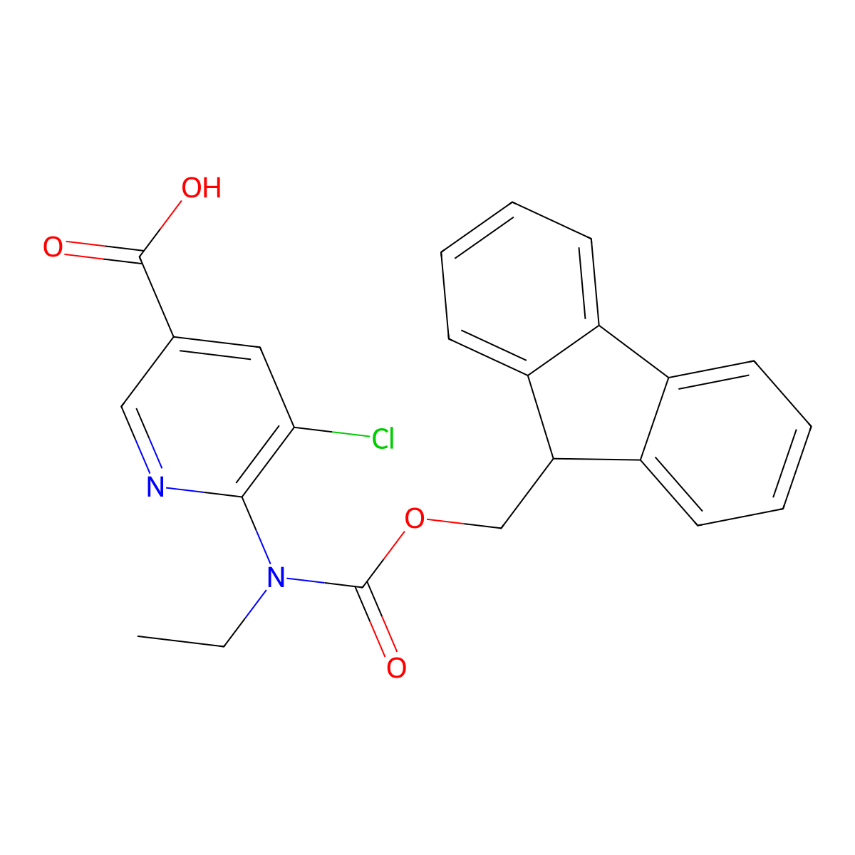5-chloro-6-[ethyl({[(9H-fluoren-9-yl)methoxy]carbonyl})amino]pyridine-3-carboxylic acid molecular structure, CAS 2243512-12-9