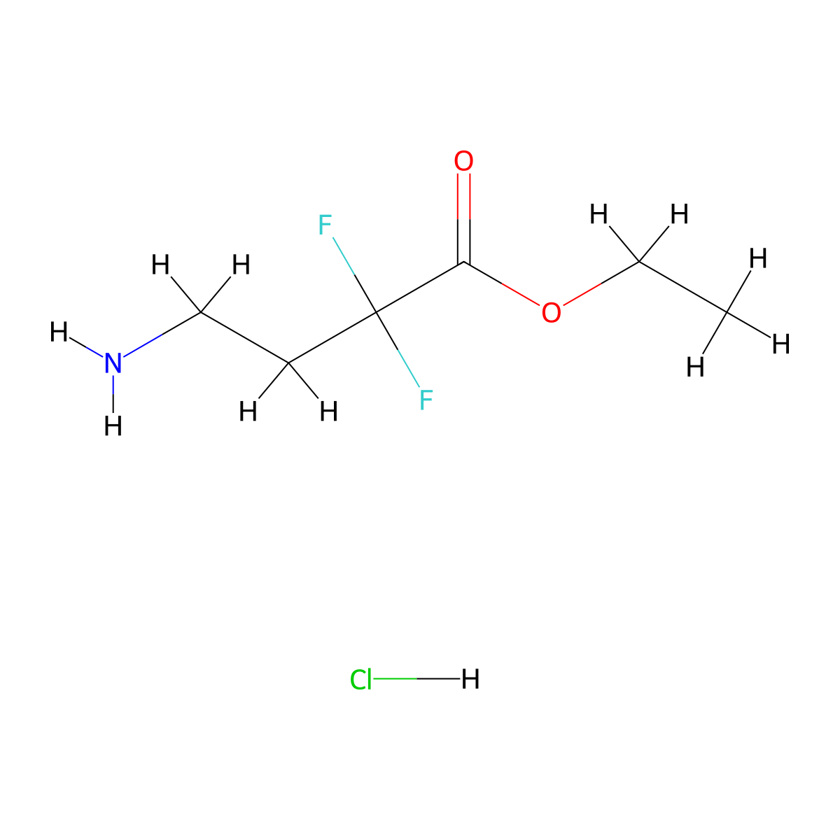 Ethyl 4-amino-2,2-difluorobutanoate hydrochloride molecular structure, CAS 2243512-15-2