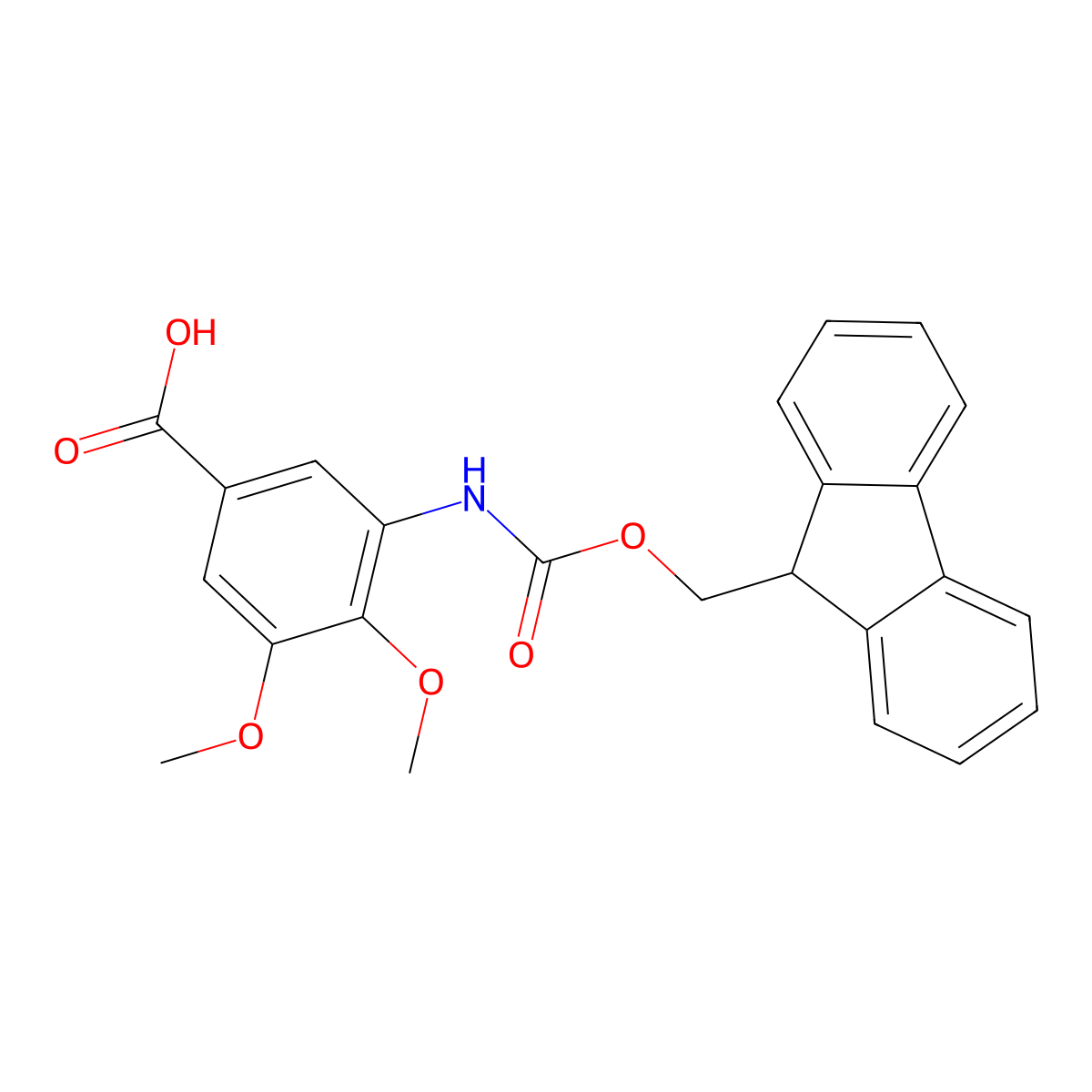 3-((((9H-Fluoren-9-yl)methoxy)carbonyl)amino)-4,5-dimethoxybenzoic acid molecular structure, CAS 2243512-40-3
