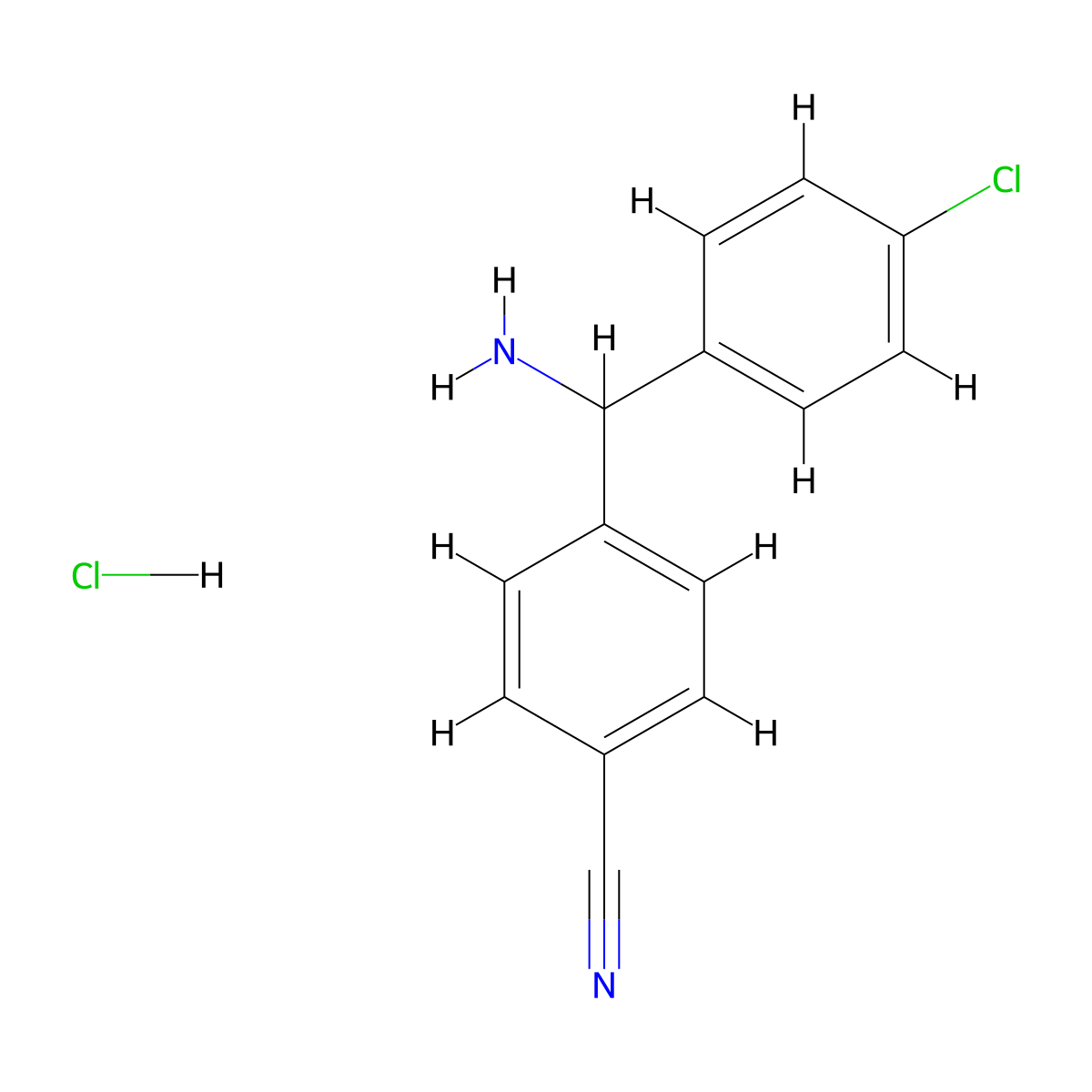 4-[Amino(4-chlorophenyl)methyl]benzonitrile hydrochloride molecular structure, CAS 2243512-43-6