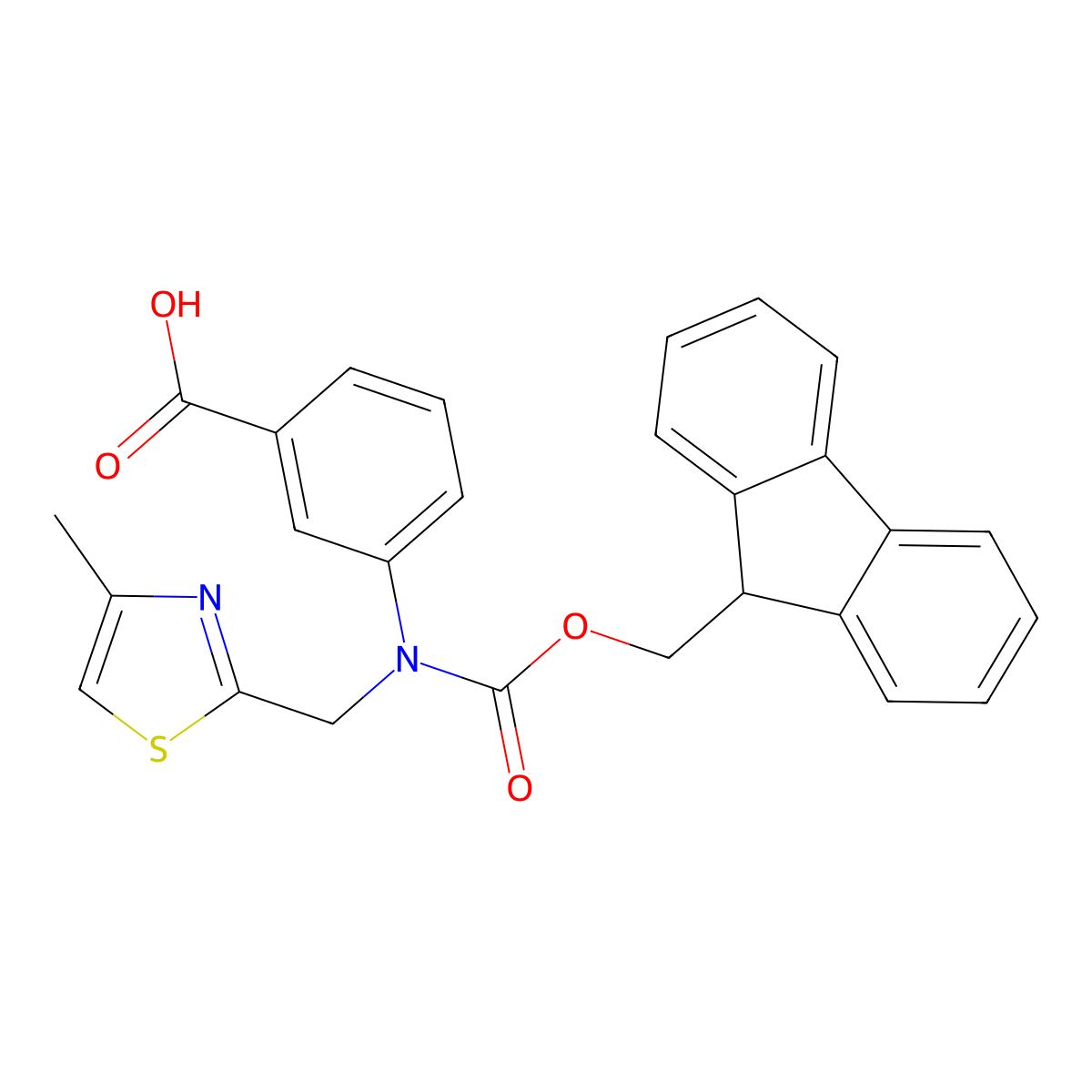 3-({[(9H-fluoren-9-yl)methoxy]carbonyl}[(4-methyl-1,3-thiazol-2-yl)methyl]amino)benzoic acid molecular structure, CAS 2243512-45-8