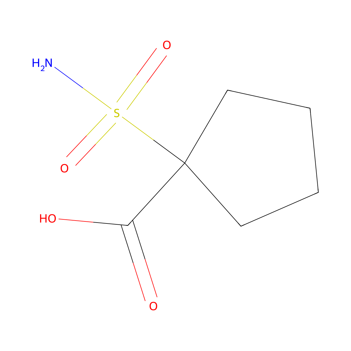 1-Sulfamoylcyclopentane-1-carboxylic acid molecular structure, CAS 2243512-46-9