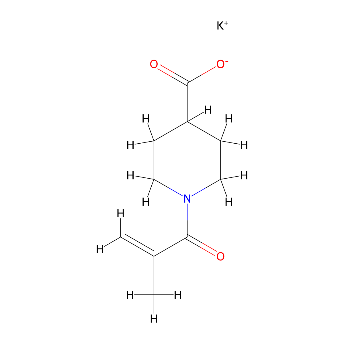 Potassium 1-(2-methylprop-2-enoyl)piperidine-4-carboxylate molecular structure, CAS 2243512-48-1