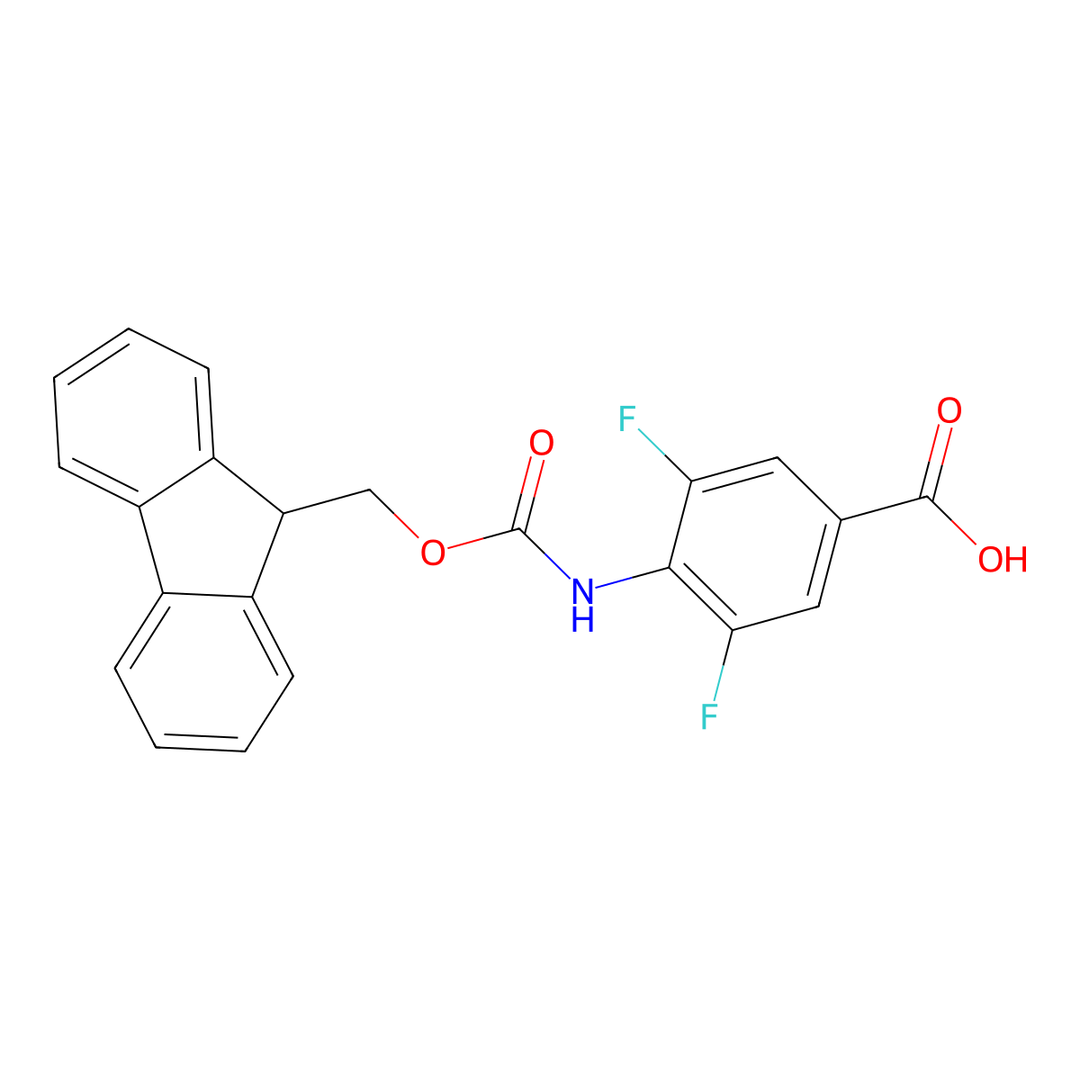 4-((((9H-Fluoren-9-yl)methoxy)carbonyl)amino)-3,5-difluorobenzoic acid molecular structure, CAS 2243512-53-8