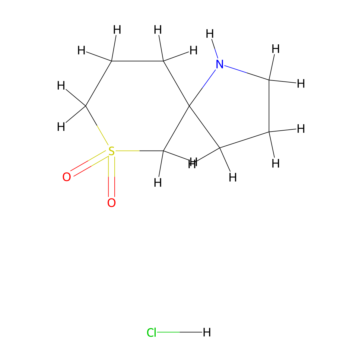 7-Thia-1-azaspiro[4.5]decane, 7,7-dioxide, hydrochloride (1:1) molecular structure, CAS 2243512-61-8