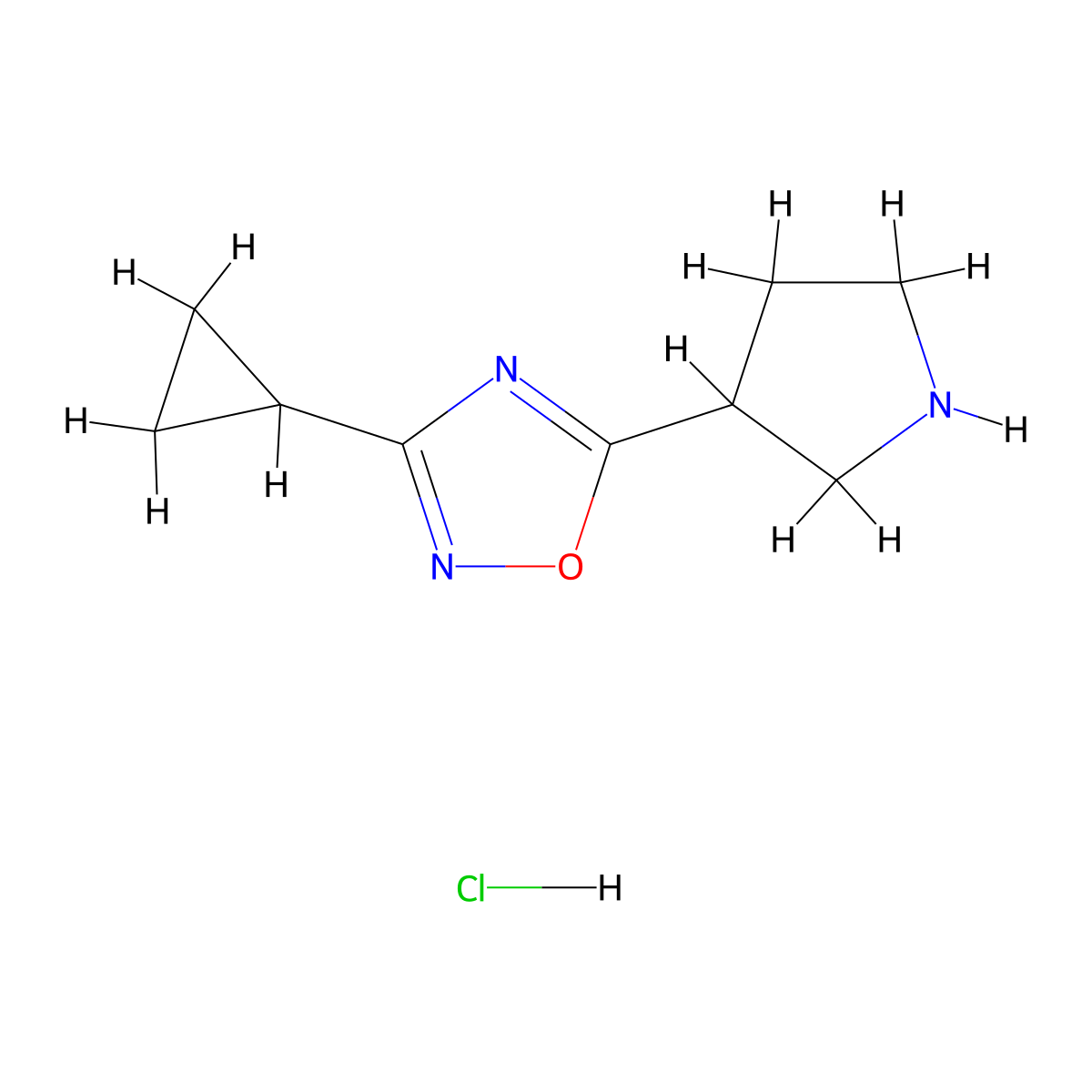 3-Cyclopropyl-5-(pyrrolidin-3-yl)-1,2,4-oxadiazole hydrochloride molecular structure, CAS 2243512-66-3