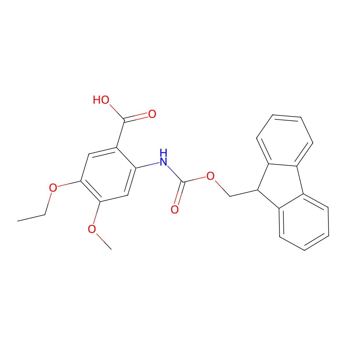 5-ethoxy-2-({[(9H-fluoren-9-yl)methoxy]carbonyl}amino)-4-methoxybenzoic acid molecular structure, CAS 2243512-67-4