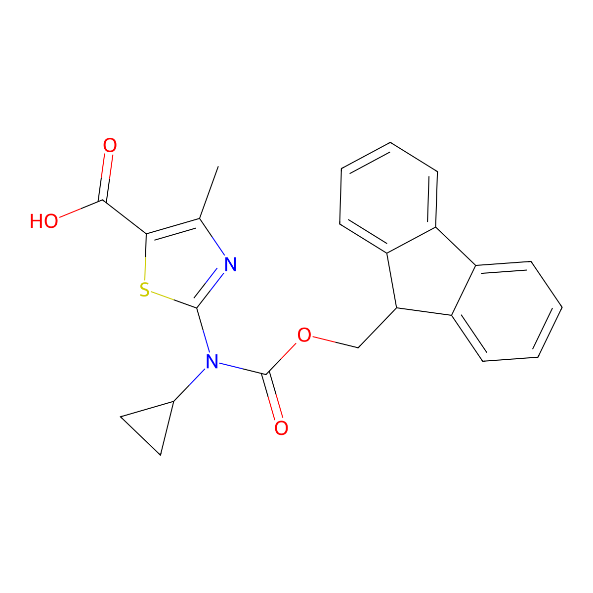2-[cyclopropyl({[(9H-fluoren-9-yl)methoxy]carbonyl})amino]-4-methyl-1,3-thiazole-5-carboxylic acid molecular structure, CAS 2243512-72-1
