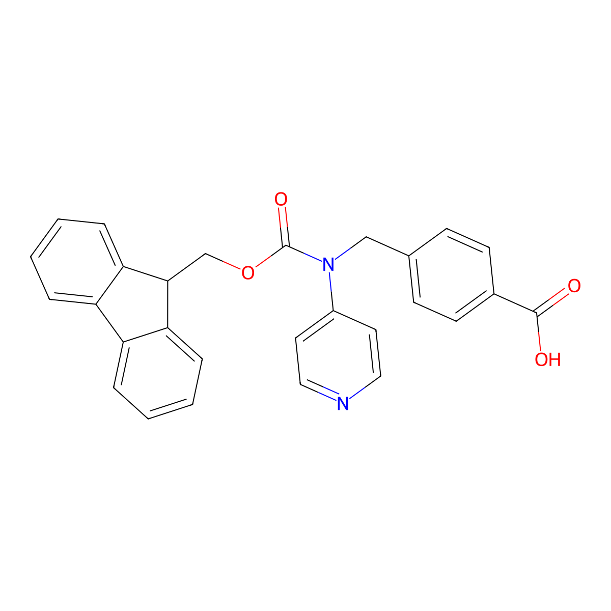 4-[({[(9H-fluoren-9-yl)methoxy]carbonyl}(pyridin-4-yl)amino)methyl]benzoic acid molecular structure, CAS 2243512-75-4