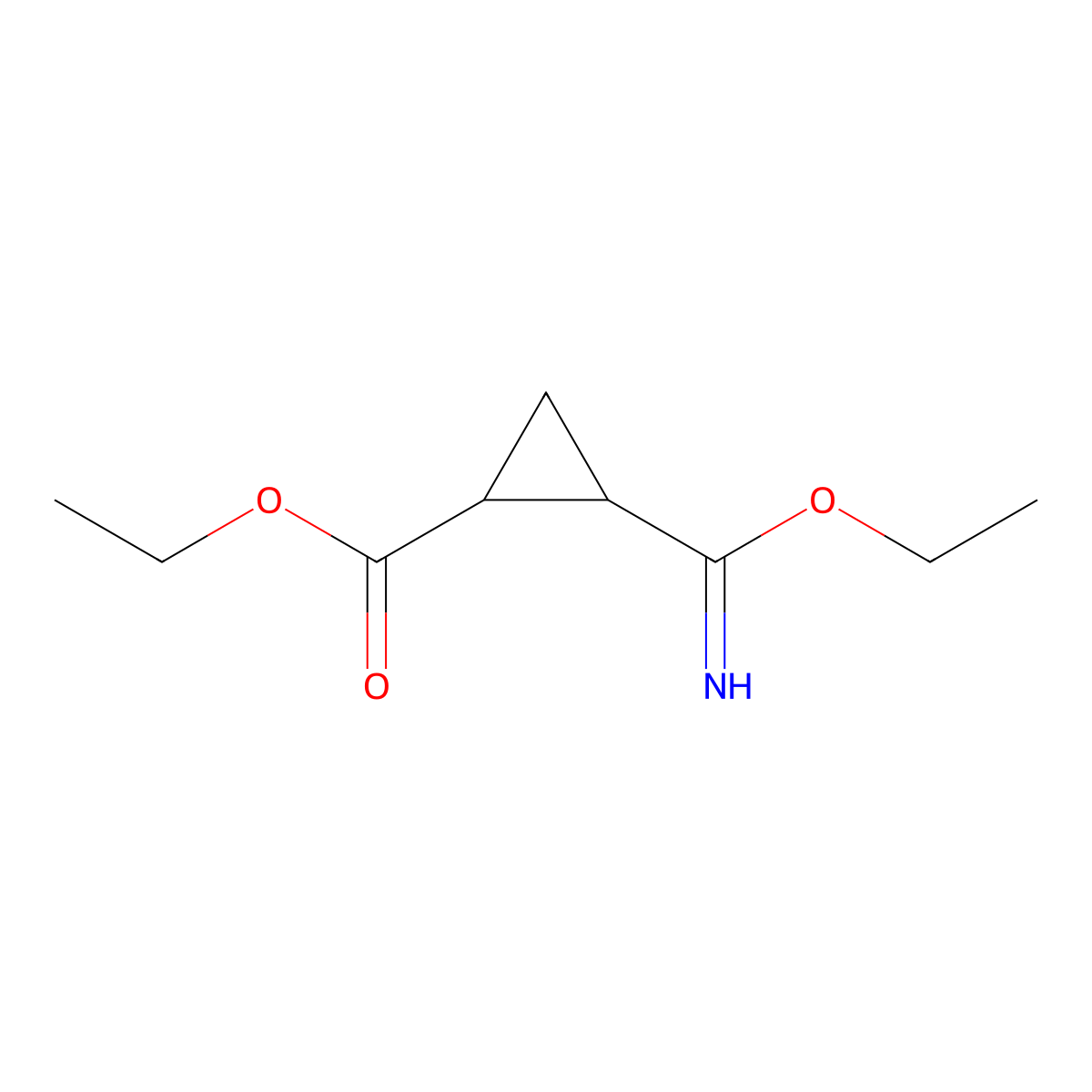rac-ethyl (1R,2R)-2-(ethoxymethanimidoyl)cyclopropane-1-carboxylate molecular structure, CAS 2243512-80-1