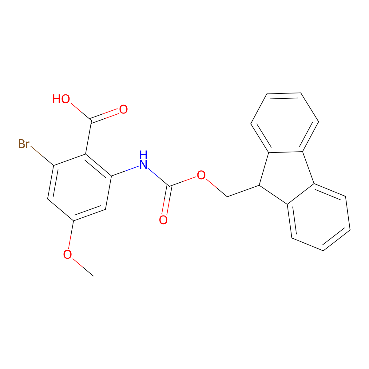 2-bromo-6-({[(9H-fluoren-9-yl)methoxy]carbonyl}amino)-4-methoxybenzoic acid molecular structure, CAS 2243512-87-8