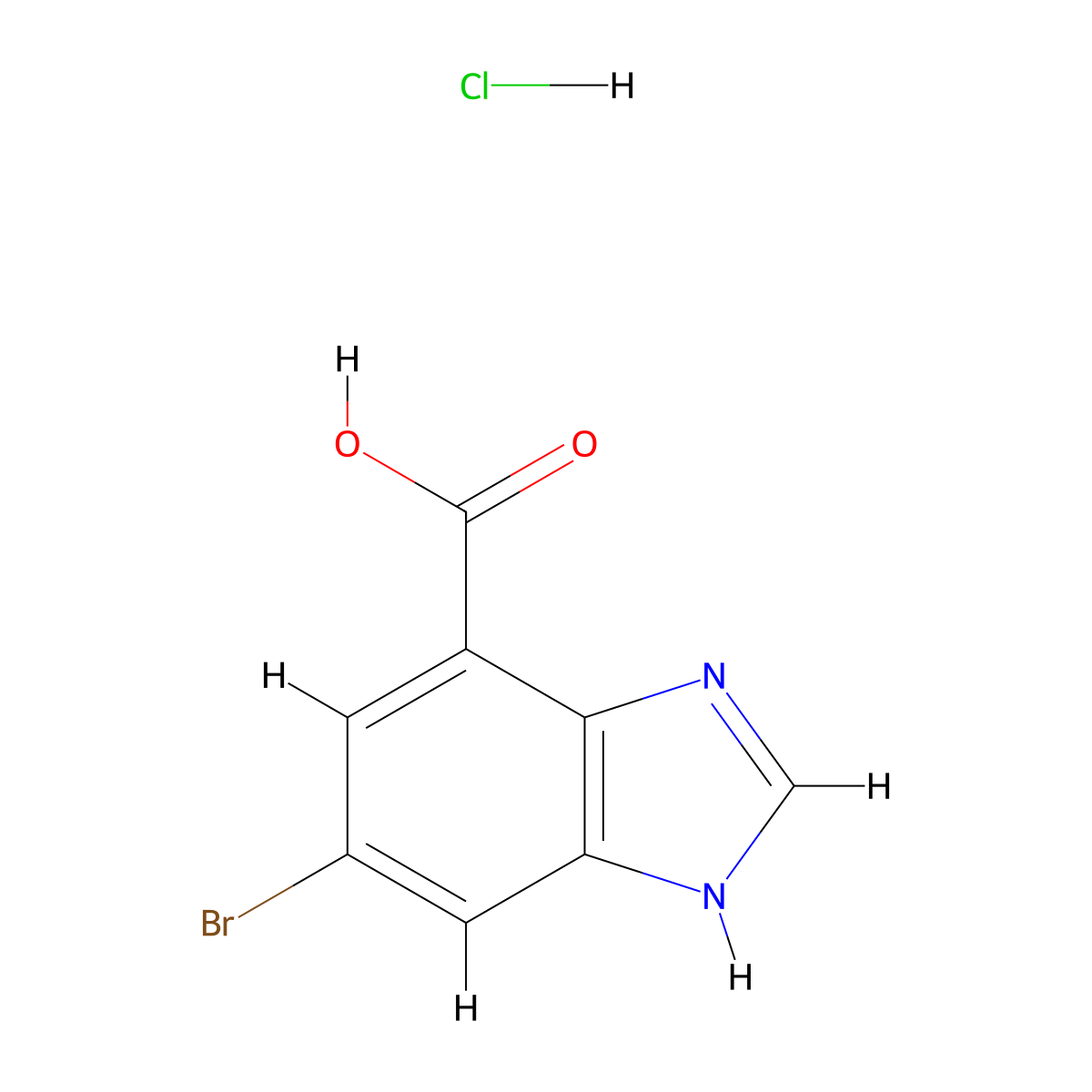 6-bromo-1H-1,3-benzodiazole-4-carboxylic acid hydrochloride molecular structure, CAS 2243512-93-6