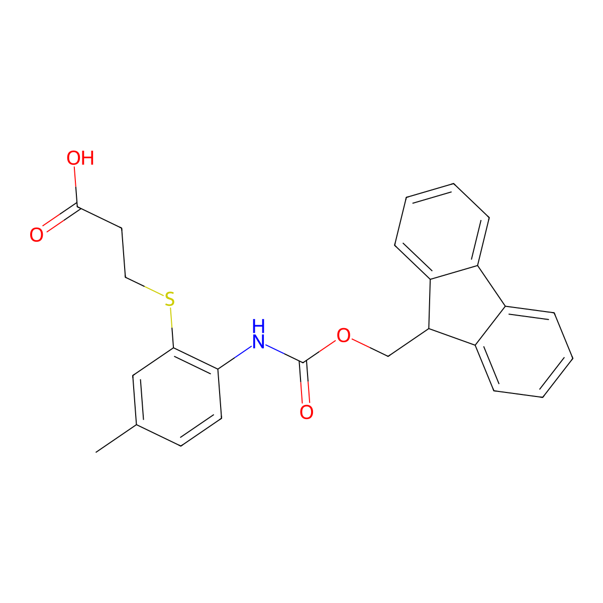 3-{[2-({[(9H-fluoren-9-yl)methoxy]carbonyl}amino)-5-methylphenyl]sulfanyl}propanoic acid molecular structure, CAS 2243513-01-9