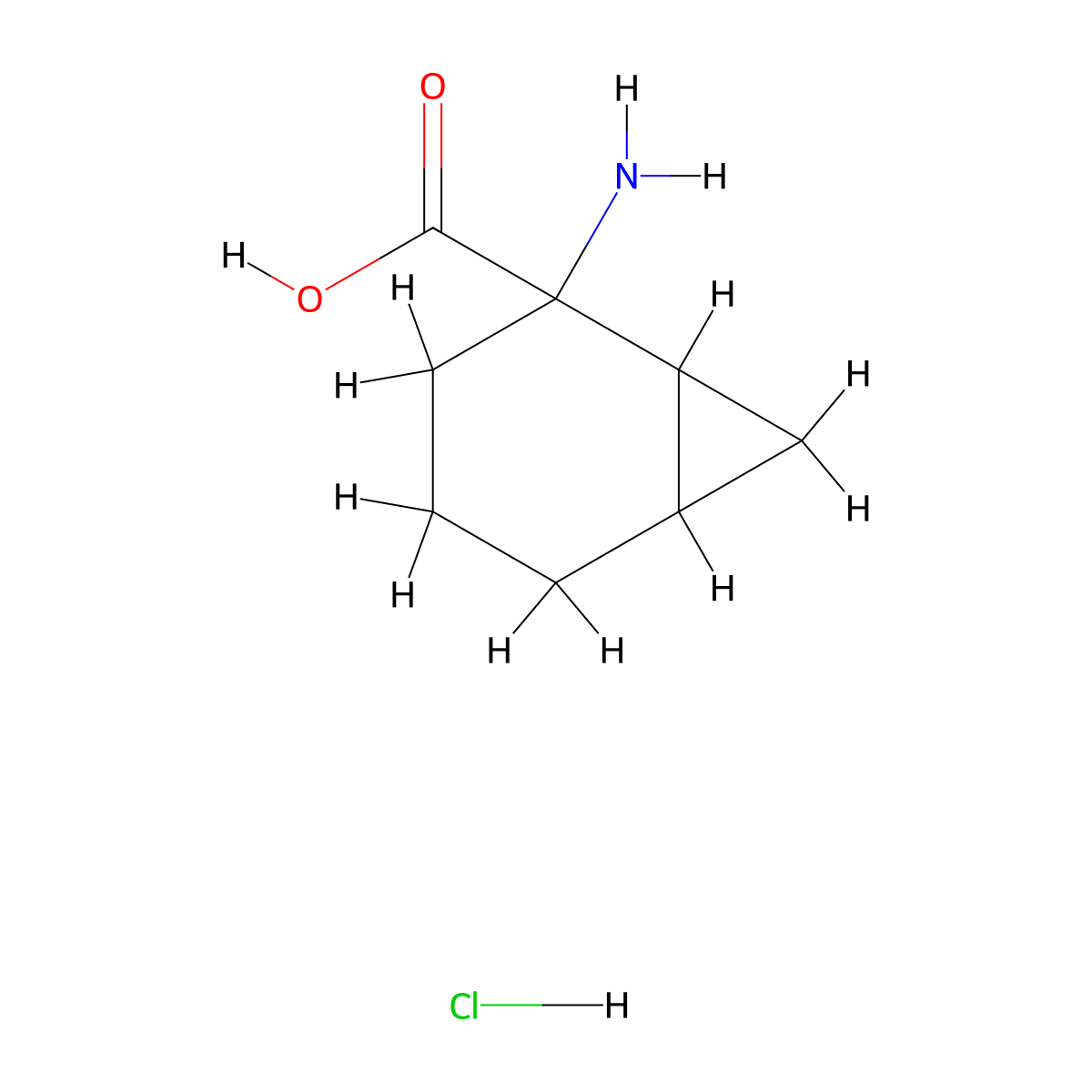 2-Aminobicyclo(4.1.0)heptane-2-carboxylic acid hydrochloride molecular structure, CAS 2243513-07-5