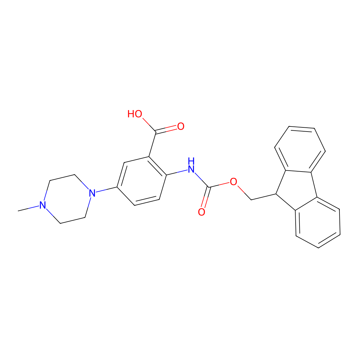2-({[(9H-fluoren-9-yl)methoxy]carbonyl}amino)-5-(4-methylpiperazin-1-yl)benzoic acid molecular structure, CAS 2243513-14-4