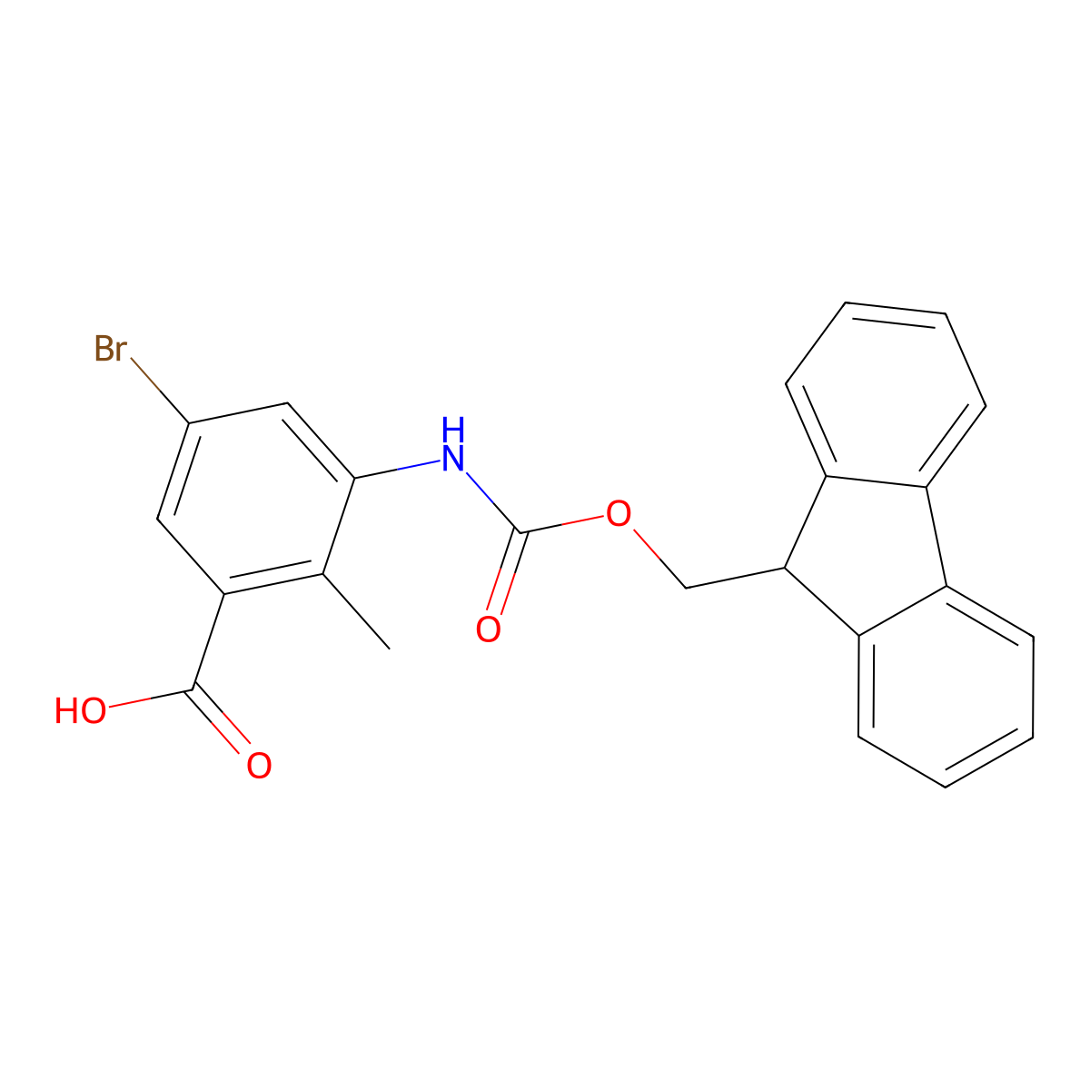 5-bromo-3-({[(9H-fluoren-9-yl)methoxy]carbonyl}amino)-2-methylbenzoicacid molecular structure, CAS 2243513-18-8