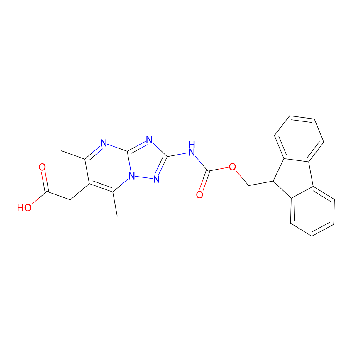 2-[2-({[(9H-fluoren-9-yl)methoxy]carbonyl}amino)-5,7-dimethyl-[1,2,4]triazolo[1,5-a]pyrimidin-6-yl]acetic acid molecular structure, CAS 2243513-19-9