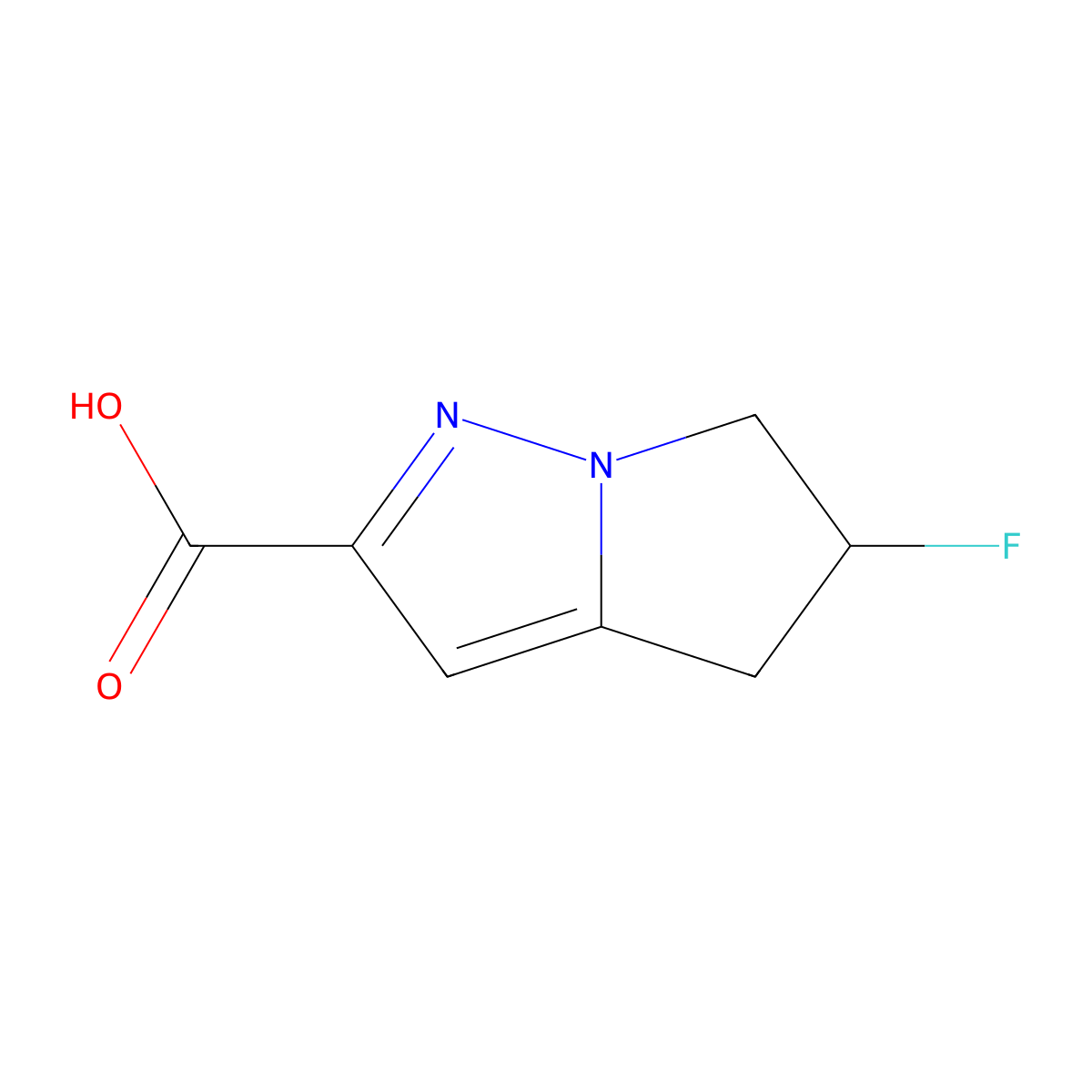 5-Fluoro-5,6-dihydro-4H-pyrrolo[1,2-b]pyrazole-2-carboxylic acid molecular structure, CAS 2243513-23-5