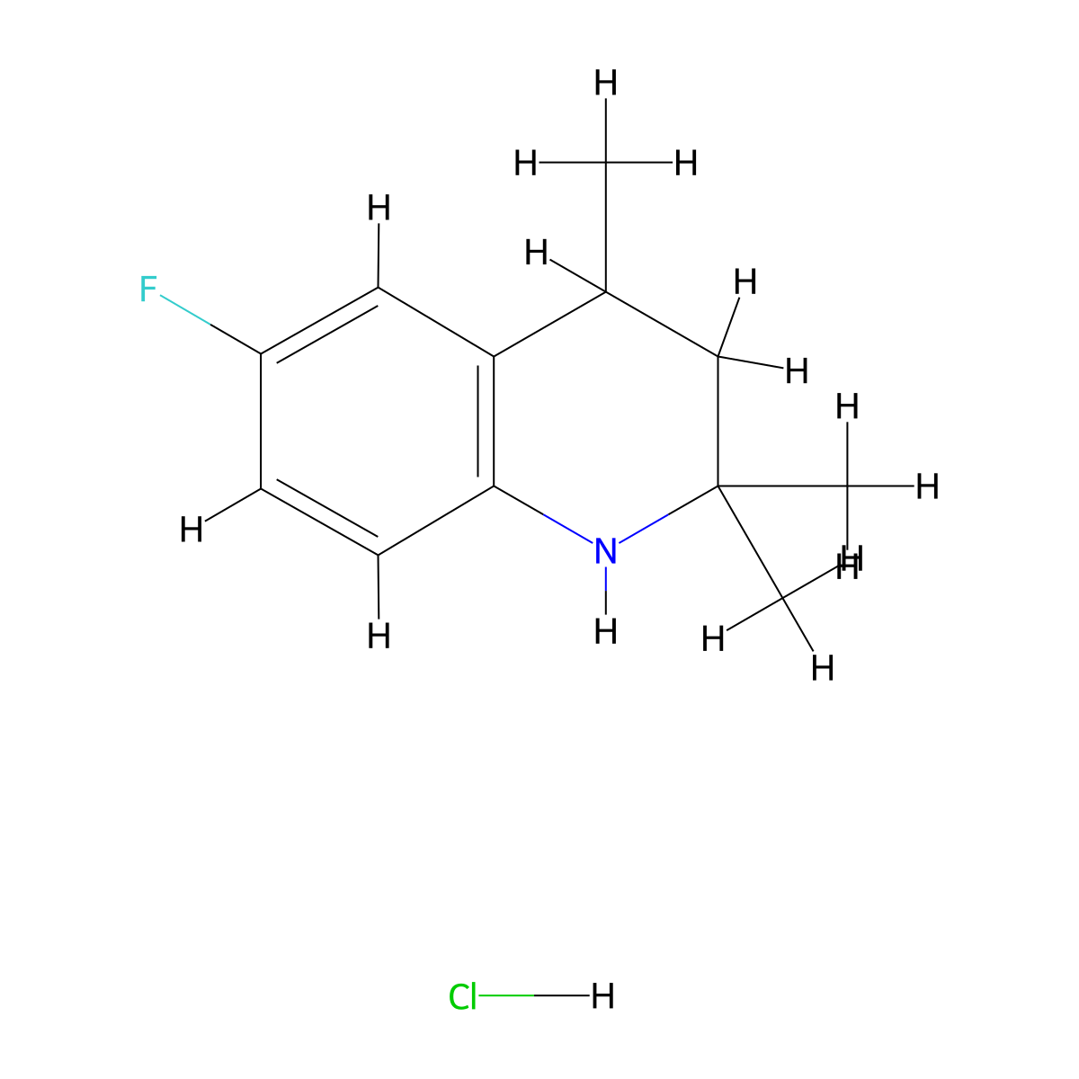 6-Fluoro-2,2,4-trimethyl-1,2,3,4-tetrahydroquinoline hydrochloride molecular structure, CAS 2243513-24-6