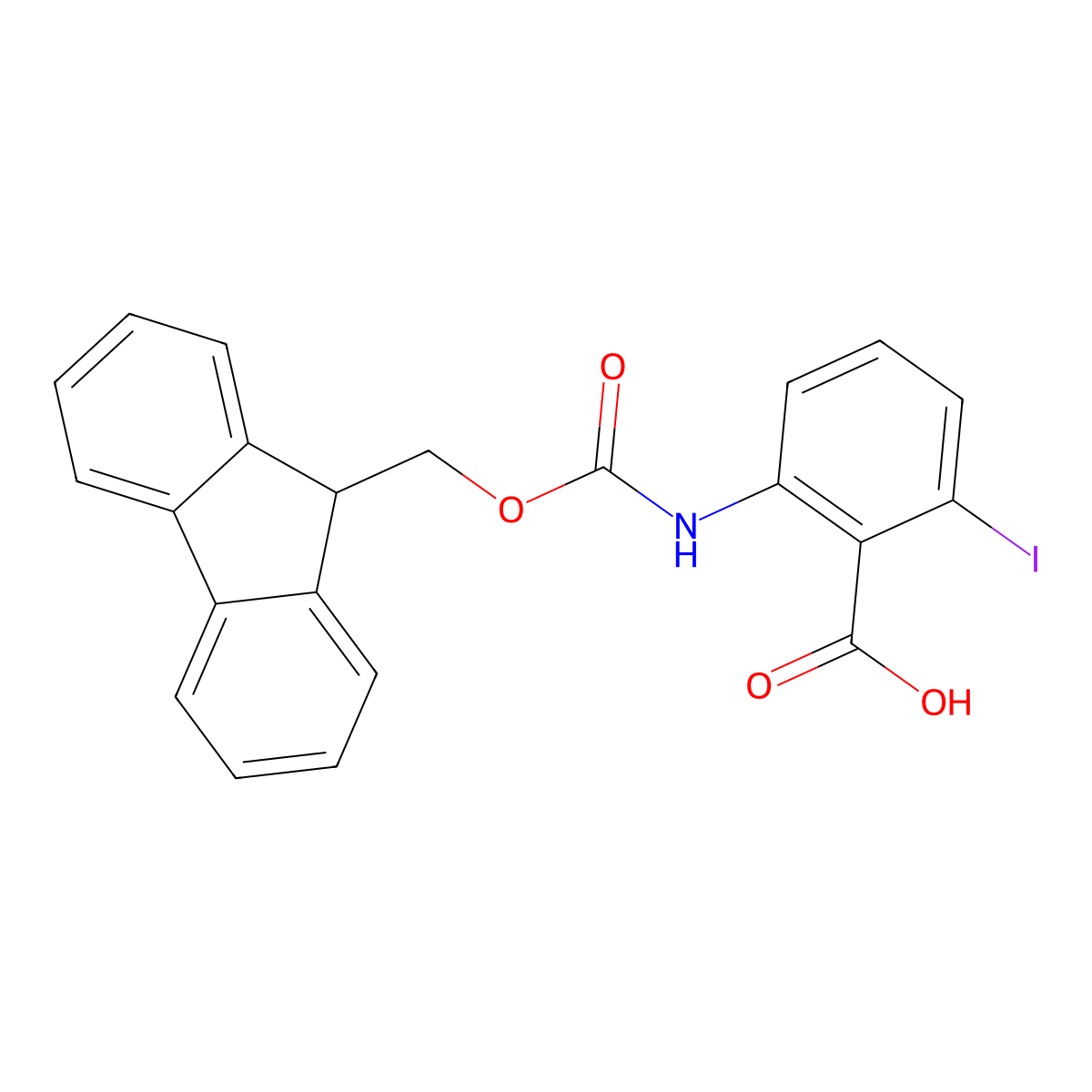 2-({[(9H-fluoren-9-yl)methoxy]carbonyl}amino)-6-iodobenzoic acid molecular structure, CAS 2243513-28-0