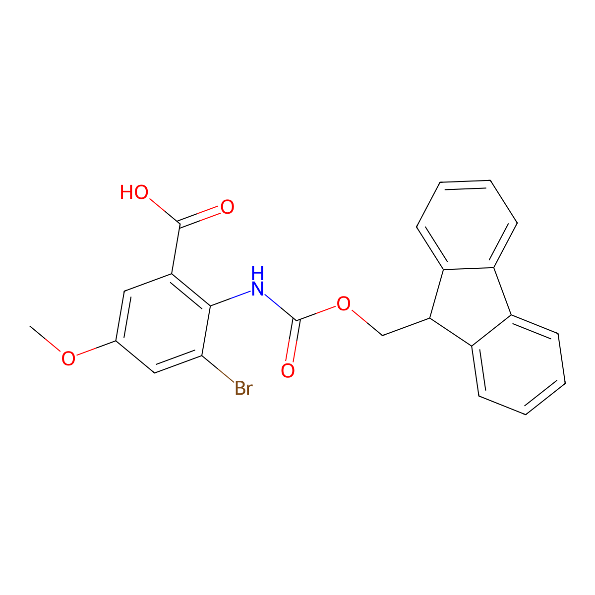 3-bromo-2-({[(9H-fluoren-9-yl)methoxy]carbonyl}amino)-5-methoxybenzoic acid molecular structure, CAS 2243513-32-6