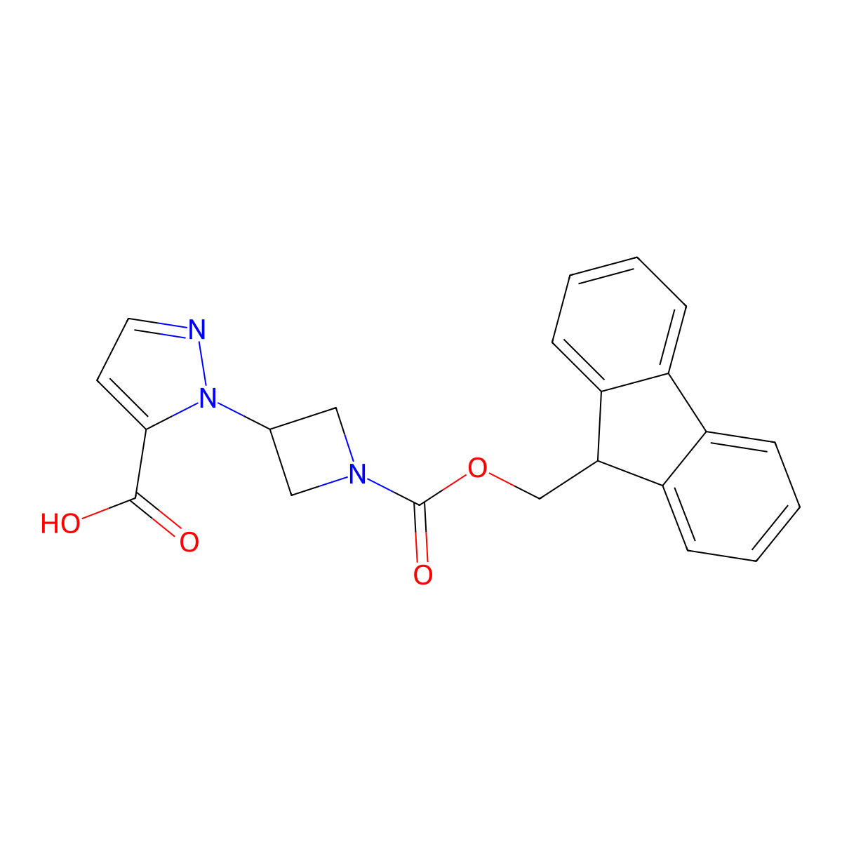 1-(1-{[(9H-fluoren-9-yl)methoxy]carbonyl}azetidin-3-yl)-1H-pyrazole-5-carboxylic acid molecular structure, CAS 2243513-38-2